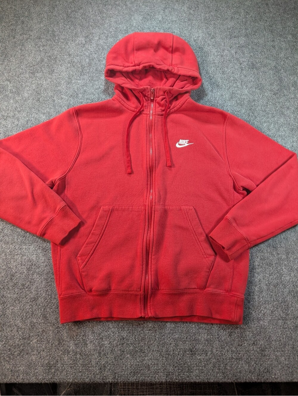 Nike Mens Small Red Full Zip Hoodie Sweatshirt Sportswear Club Fleece